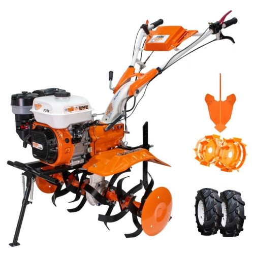 Motosapatoare Ruris 731K + Roti Cauciuc 5.00-8+Rarita Ajustabila+Roti Metalice 350 Fara Manicot