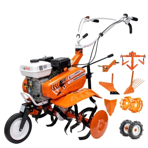 Motosapa Dac 7000Acc3 + Roti Cauciuc 4.00-8+Rarita+Plug+Adaptor+Dispozitiv Scos Cartofi+Roti Metalice 400 Fara Manicot+Cultivator