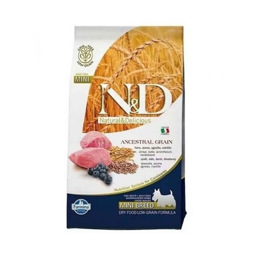 Hrana uscata caini adult de talie mica, cu miel, afine si alac, 800 g, N&D Ancestral Grain