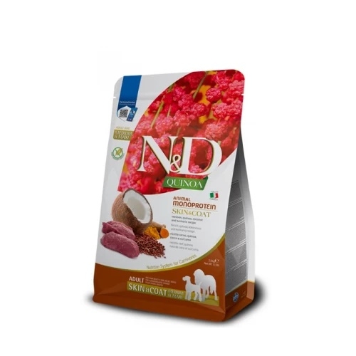 Hrana uscata Dieta veterinara, caini adult de talie medie si mare, cu vanat, 7 kg, N&D Quinoa Skin & Coat