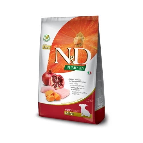 Hrana uscata pentru catei, talie mica, cu Pui si rodie, 7 kg, N&D Pumpkin Mini Puppy