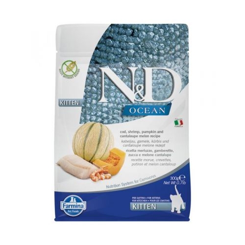 Hrana uscata Pisicute, cu cod si crevete, 300 g, N&D Ocean Kitten