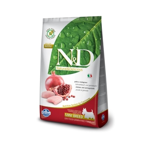 Hrana uscata Caini Adult, talie mica, cu pui si rodie, 800 g, N&D Prime
