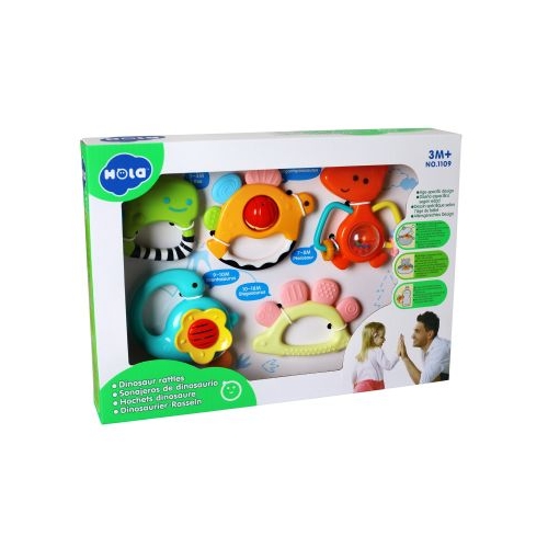 Set 5 zornaitoare dinozauri multicolori, Hola