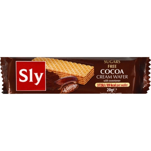 Napolitane crema cacao, fara zahar, 20 g, Sly