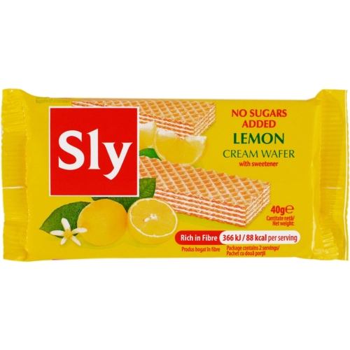 Napolitane crema lamaie, fara zahar, 40 g, Sly