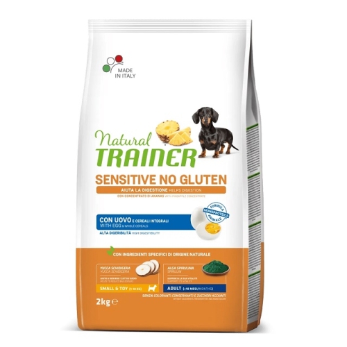 Hrana uscata, caini, Mini, Adult Sensitive, Fara Gluten, cu ou, 2 kg, Natural Trainer