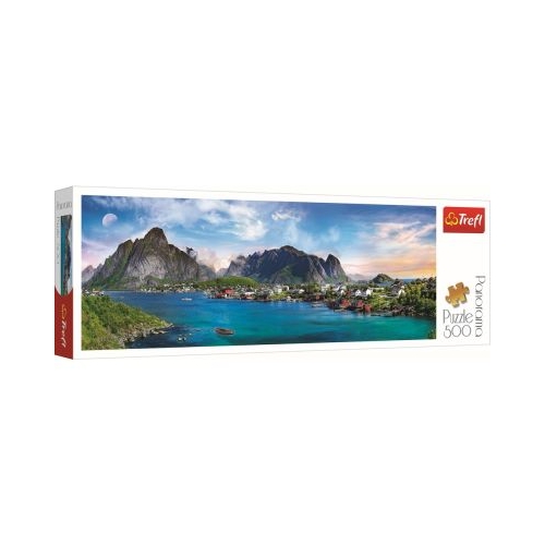 Puzzle panorama Arhipeleagul Norvegian Lofoten 500 de piese, Trefl