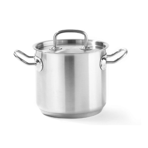 Oala inalta cu capac, 5 Lit, 20 cm diametru x16 cm inaltime, inox 18/10, Hendi Kitchen Line, potrivita si pentru uz profesional
