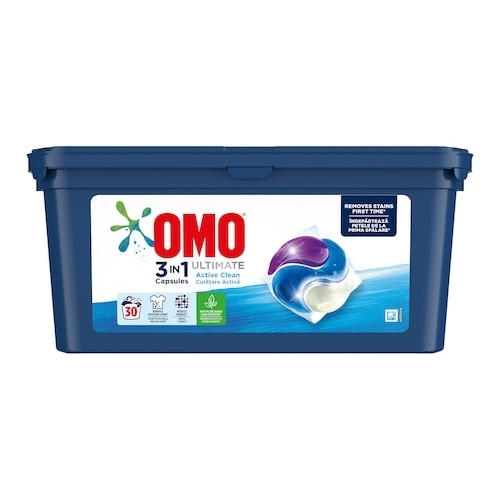 Omo Detergent capsule pentru haine/rufe, Ultimate Active Clean Trio Caps, 30 spalari