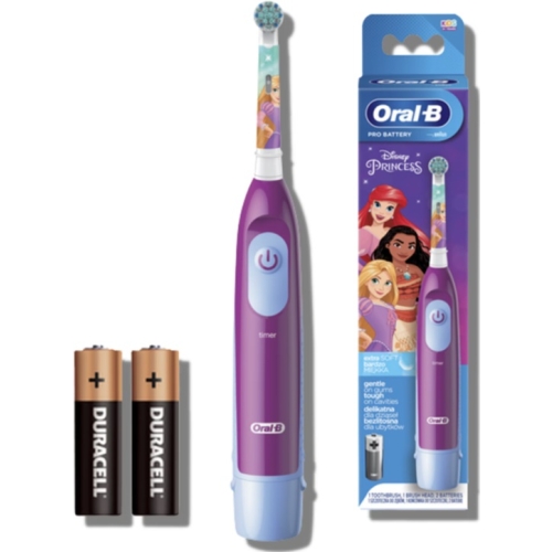 Periuta de dinti electrica pentru copii, Oral-B Kids Princess 3+, Roz si albastru, Cu baterii