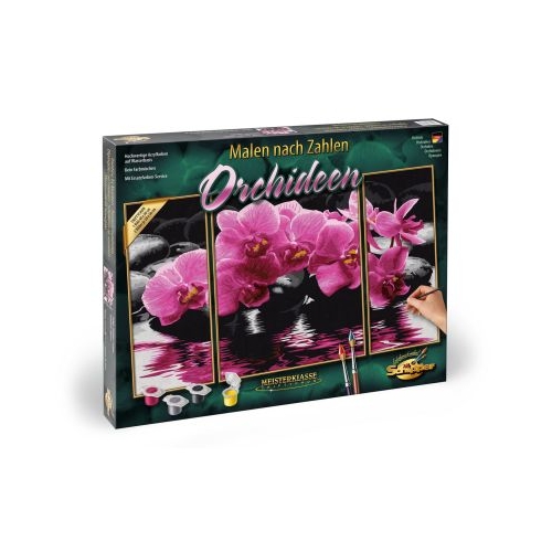 Kit pictura pe numere orhidee, 3 tablouri, Schipper