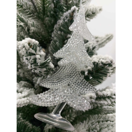 Ornament brad bradut alb transparent 15x7 cm Xmas