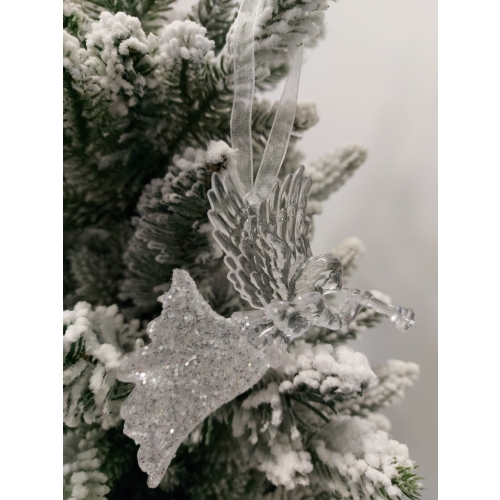 Ornament brad inger alb transparent 12x8 cm Xmas