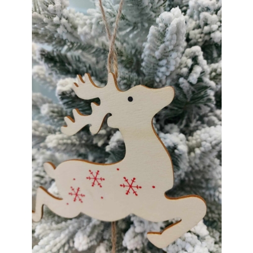 Ornament de agatat lemn ren Xmas
