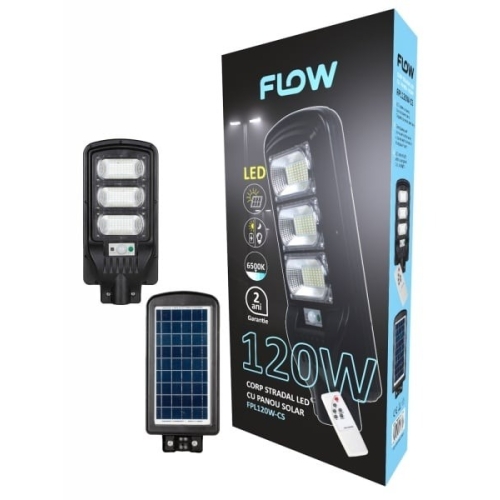 Corp stradal LED cu panou solar 120W 6500K FLOW FPL120W-CS