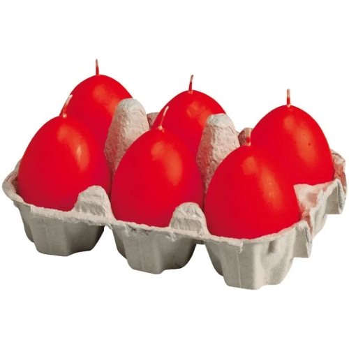 Set lumânări ou, 6 buc, Bolsius, culoare roșie 