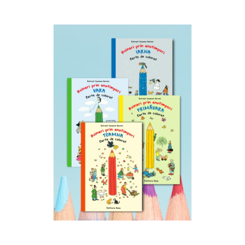 Pachet carti de colorat Hoinari prin anotimpuri, 4 volume - Rotraut Susanne Berner, editura Casa