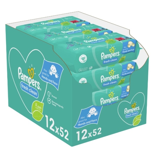 Pachet Pampers Fresh Clean Servetele umede, 52 buc x 12