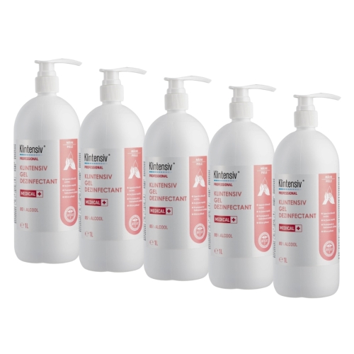 Pachet Klintensiv Virucid Gel dezinfectant maini 1000 ml x 5 buc, avizat Ministerul Sanatatii