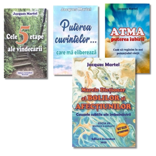 Pachet 4 carti Marele Dictionar al Bolilor si Afectiunilor Cele 5 etape ale vindecarii Puterea cuvintelor Atma - Jacques Martel