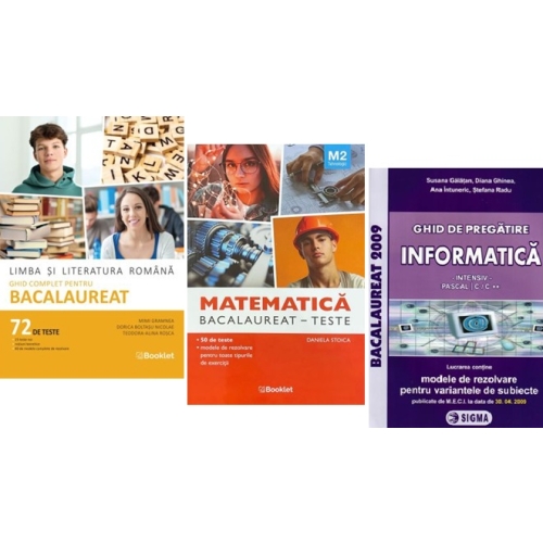 Pachet Bacalaureat 2026. Limba si literatura romana Ghid complet cu 72 teste Matematica M2 Tehnologic si Informatica clasele 11-12 intensiv Pascal CC - Mimi Gramnea Daniela Stoica Susana Galatean