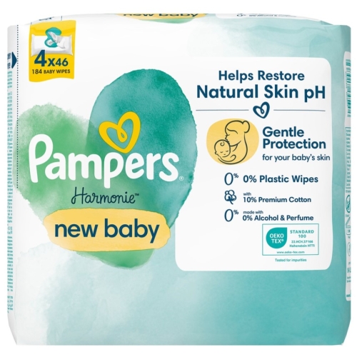 Pachet Pampers Harmonie Aloe servetele umede pentru copii, 46 buc x 4