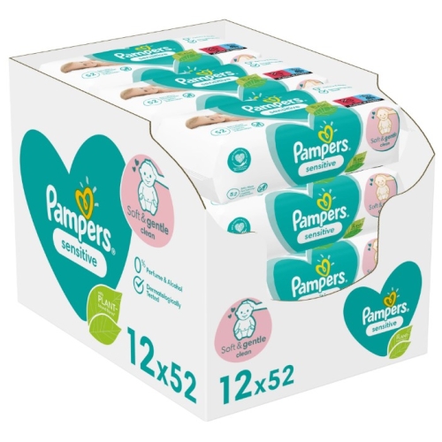 Pachet Pampers Sensitive Servetele umede, 52 buc x 12	
