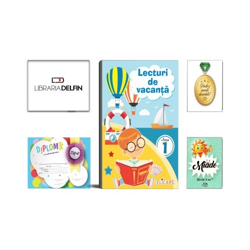 Pachet DZC: Lecturi de vacanta clasa 1 - Editura Elicart, Miade (Contribuie la cresterea fluentei in citire) Diploma si Medalie.