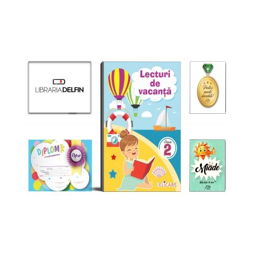 Pachet DZC: Lecturi de vacanta clasa 2 - Editura Elicart, Miade (Contribuie la cresterea fluentei in citire) Diploma si Medalie.