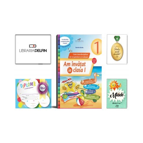 Pachet DZC: Caiet interdisciplinar de recapitulare si evaluare - Am invatat in clasa I (Teste de evaluare nationala), Miade (Contribuie la cresterea fluentei in citire) Diploma si Medalie.