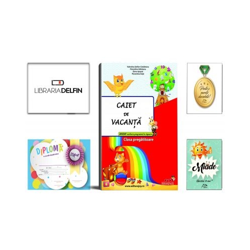 Pachet DZC: Caiet de vacanta pentru clasa pregatitoare - Editura Joy, Miade (Contribuie la cresterea fluentei in citire) Diploma si Medalie.