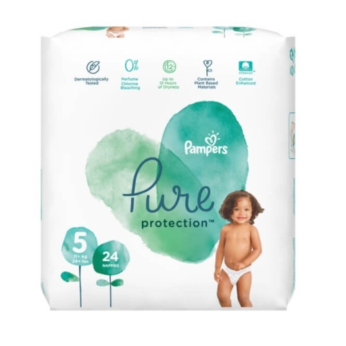Pampers Pure protection Scutece Nr 5 (11+ kg), 24 buc