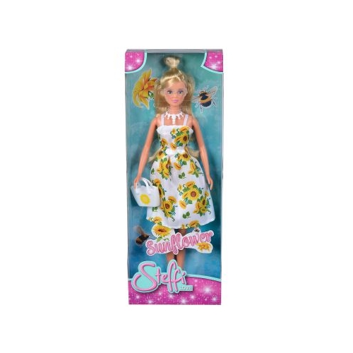 Papusa Steffi cu rochita alba cu imprimeu floarea soarelui, Steffi Love