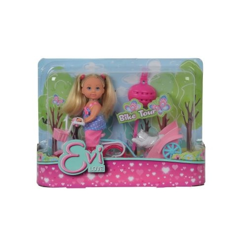 Papusica Evi cu pantaloni si animalut la plimbare cu bicicleta, Steffi Love