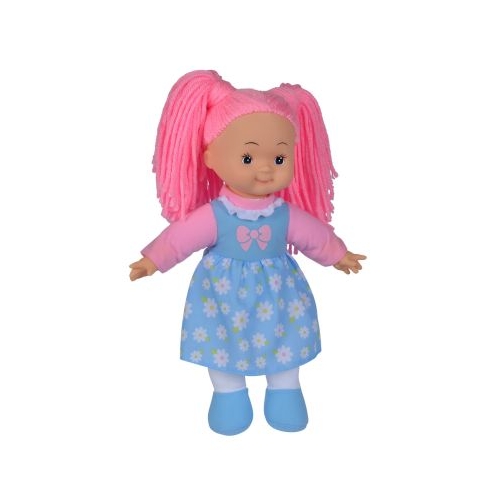 Papusa cu par roz flower dolly din material textil, Simba