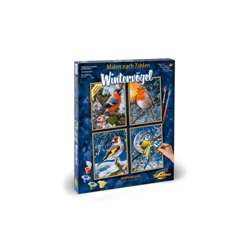 Kit pictura pe numere quatro iarna pasari zgribulite, Schipper