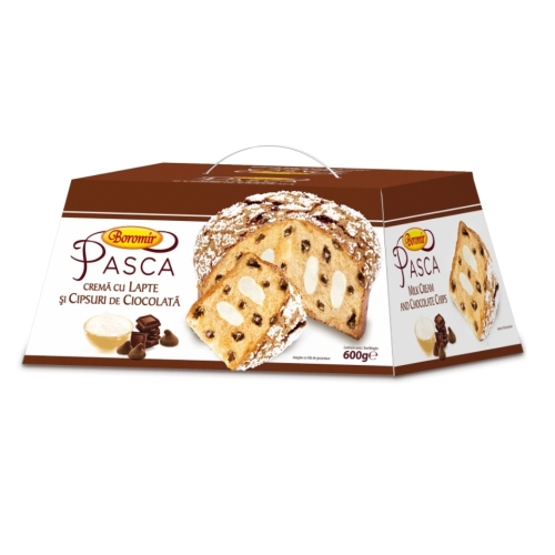 Pasca cu crema de lapte si cipsuri de ciocolata, 600 g, Boromir