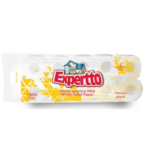 Expertto Hartie igienica alba Piersica, 10 role. Produse de igiena baie, Solutii de curatare baie