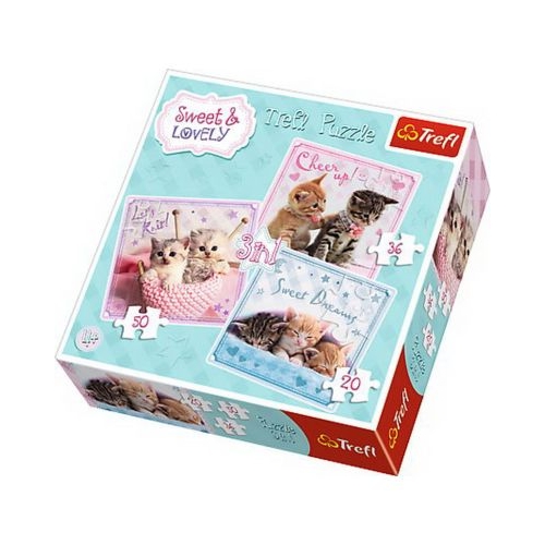 Puzzle 3in1 pisici dragalase, Trefl