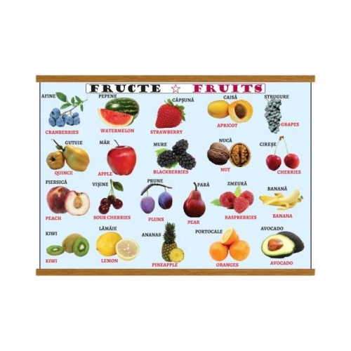 Plansa legume / fructe, plastifiata cu agatatoare, editura Carta Atlas