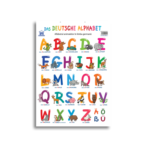 Plansa Alfabetul animalelor in limba germana, editura Didactica Publishing House
