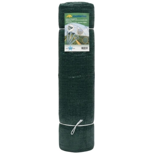 Plasa pentru umbrire, polietilena HDPE pura, MESTERINO 50085050, 8 m X 50 m, grad de umbrire 50%, densitate 50g/mp, verde inchis, protectie UV/IR