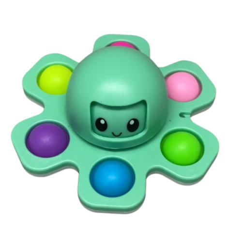 Jucarie antistres din silicon Pop it now and flip caracatita verde FLIPPY