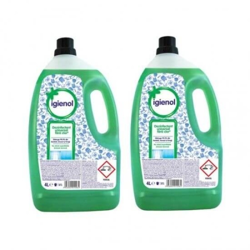 Pachet Igienol Virucid Dezinfectant universal fara clor Igienol Pine Fresh, 4L x 2 buc. Produs pentru curatarea suprafetelor