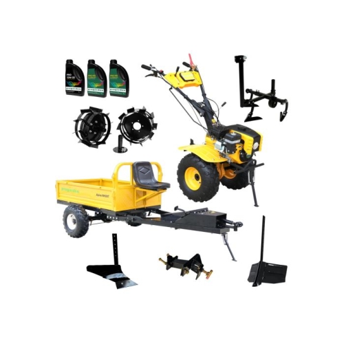ProGARDEN Pachet Campo 873 Alpine motocultor 7CP + Prasitoare PRS20-45 + Remorca RM500T + Plug simplu + Plug bilonat/rarita + Adaptor reglabil + 2 Roti metalice 350x6 + 3L Ulei