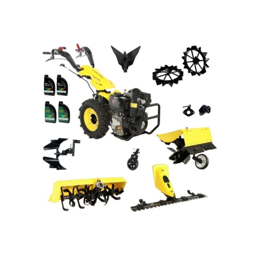 ProGARDEN Pachet Campo U12E Motocultor 12CP + BC120M Bara cosire + 3xPlug + FT90 Freza tractata + 2xRoti metalice RM47 + 2xCuple + 4L Ulei