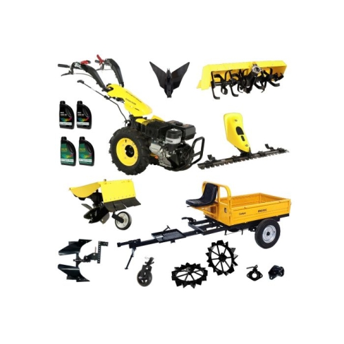 ProGARDEN Pachet Campo U16E Motocultor 14CP + RM500C Remorca 500Kg + BC120M Bara cosire + 3xPlug + FT90 Freza tractata + 2xRoti metalice RM47 + 2xCuple + 4L Ulei