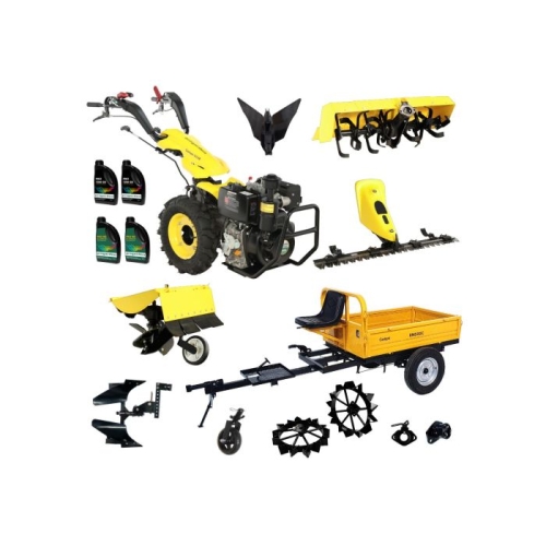 ProGARDEN Pachet Campo U12E Motocultor 12CP + RM500C Remorca 500Kg + BC120M Bara cosire + 3xPlug + FT90 Freza tractata + 2xRoti metalice RM47 + 2xCuple + 4L Ulei