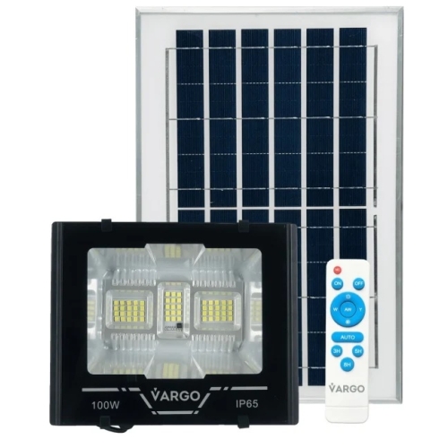 Proiector cu panou solar si telecomanda 100 W, 6500 K V-117924 VARGO